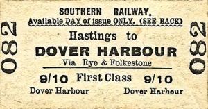 Southern Railway Harbour Station Railway ticket. Michael Stewart