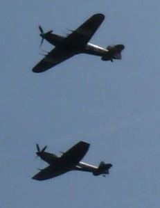  Hurricane & Spitfire over Battle of Britain Memorial, Capel 14 July 2013