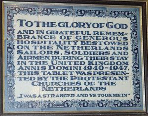 Plaque dedicated by the Netherlands Soldiers, Sailors and Airmen following World War II