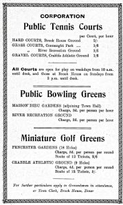 Corporation Bowling Greens, Maison Dieu Gardens and River Recreation Ground - 1938
