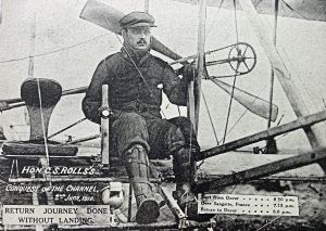 Charles Rolls postcard, commemorating his two way non-stop flight across the Channel Thursday 2 June 1910. Dover Library