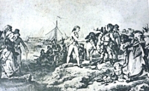 Landing on Dover beach from cross Channel ships in the 18th century. Grasemann & McLachlan