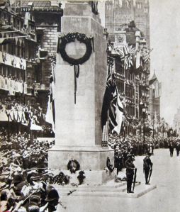 World War I Victory Parade 19 July 1919 the Cenotaph was a temporary structure for the occasion. Evelyn Larder Collection